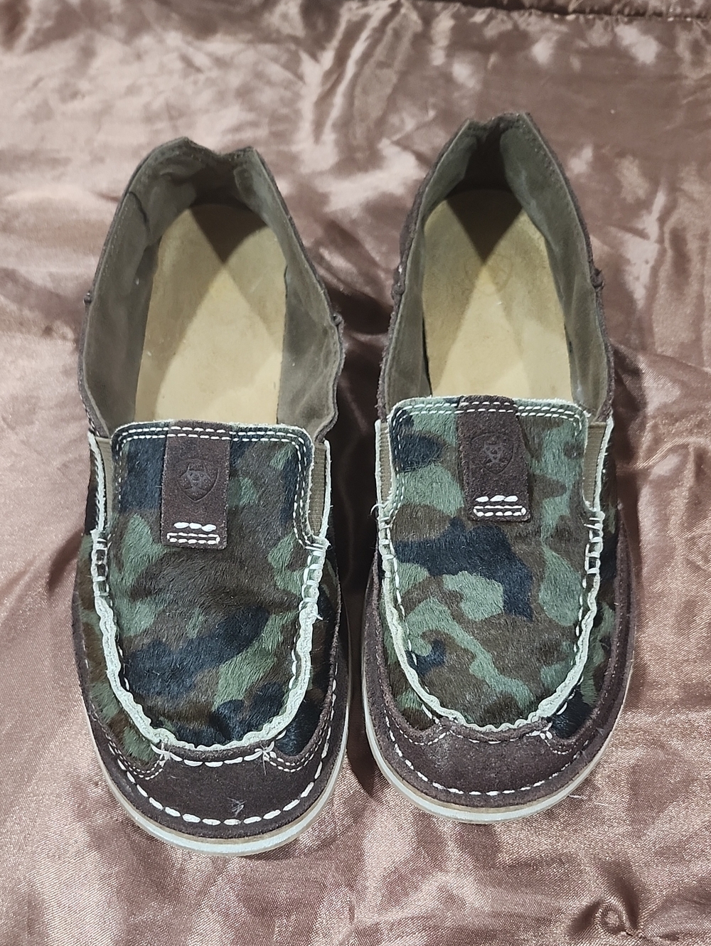 Ariat Women's Camouflage Slip-On Moccasins in Brown and Green